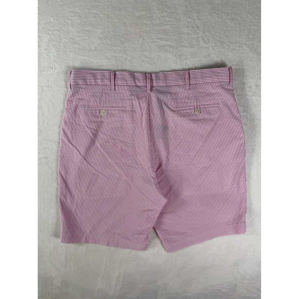 Polo Golf Ralph Lauren Seersucker Striped Cotton Blend Pink White Mens 35 - Picture 5 of 6